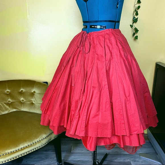 Anthropologie Dresses & Skirts - Anthropologie Fei Red Orange Full Circle Skirt